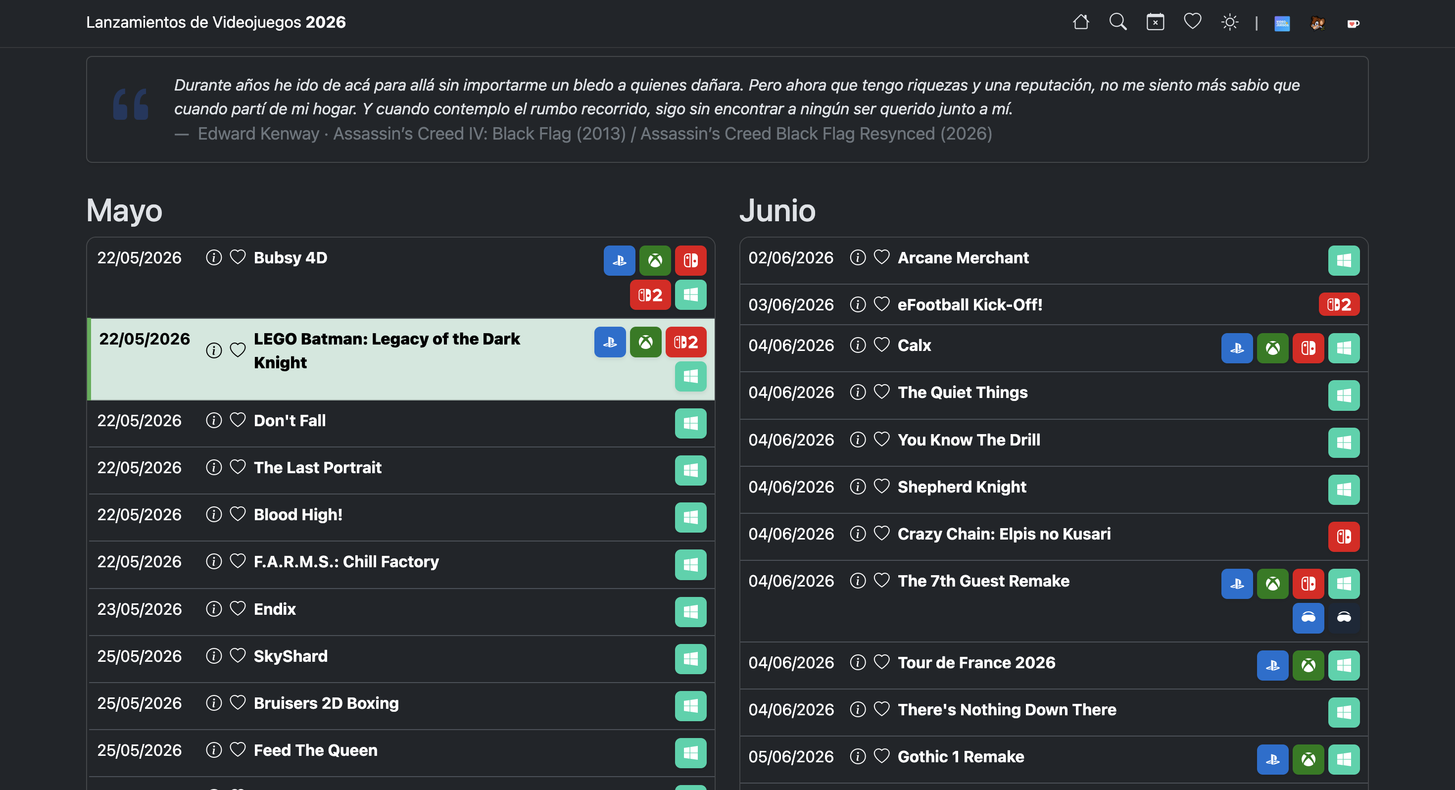 Lanzamientos de Videojuegos